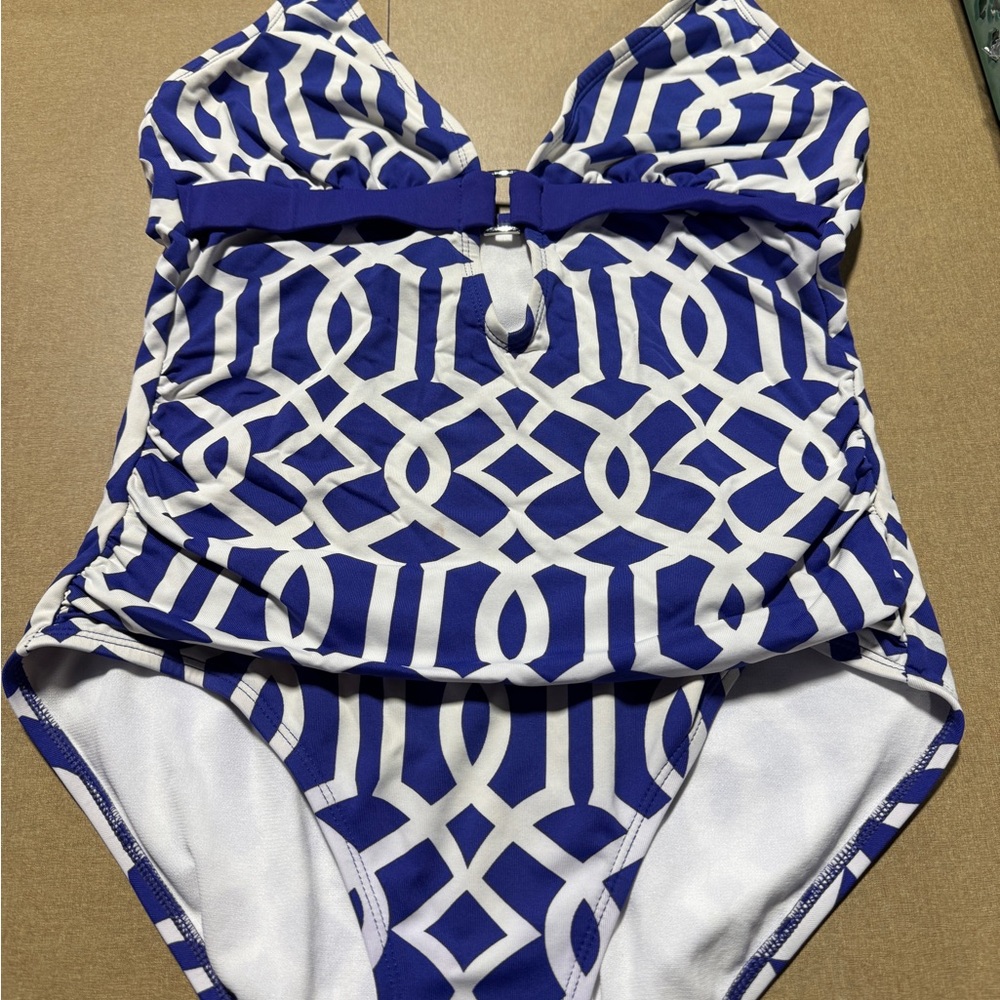 Liz Claiborne Blue and White Patterned‎ Swimwear